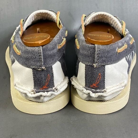 Sperry Top-Spider 2-Eye Hand Painted Rigger Navy/White boat shoes mens size 12 - Picture 4 of 8